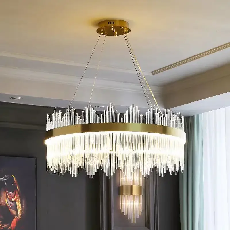 

Nordic Light Luxury Chandelier Post Modern Minimalist Crystal Living Room Lamp Dining Room Chandelier Bedroom LED Lamp