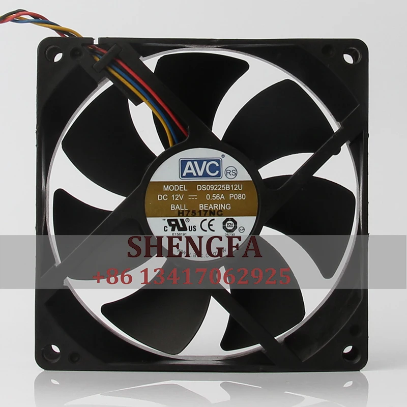 AVC Case Cooling Fan 4-Wire High Airflow Chassis Double Ball Bearing  DS09225B12U 90X90X25MM 9025 12V 0.56A 9CM