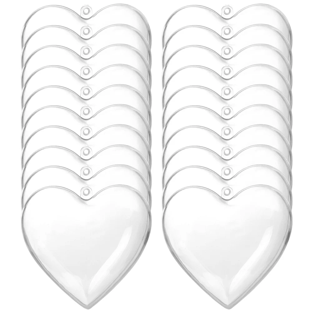 

20Pcs Clear Plastic Fillable Heart Shaped Ball DIY Transparent Ornament for Wedding Christmas Party Decoration