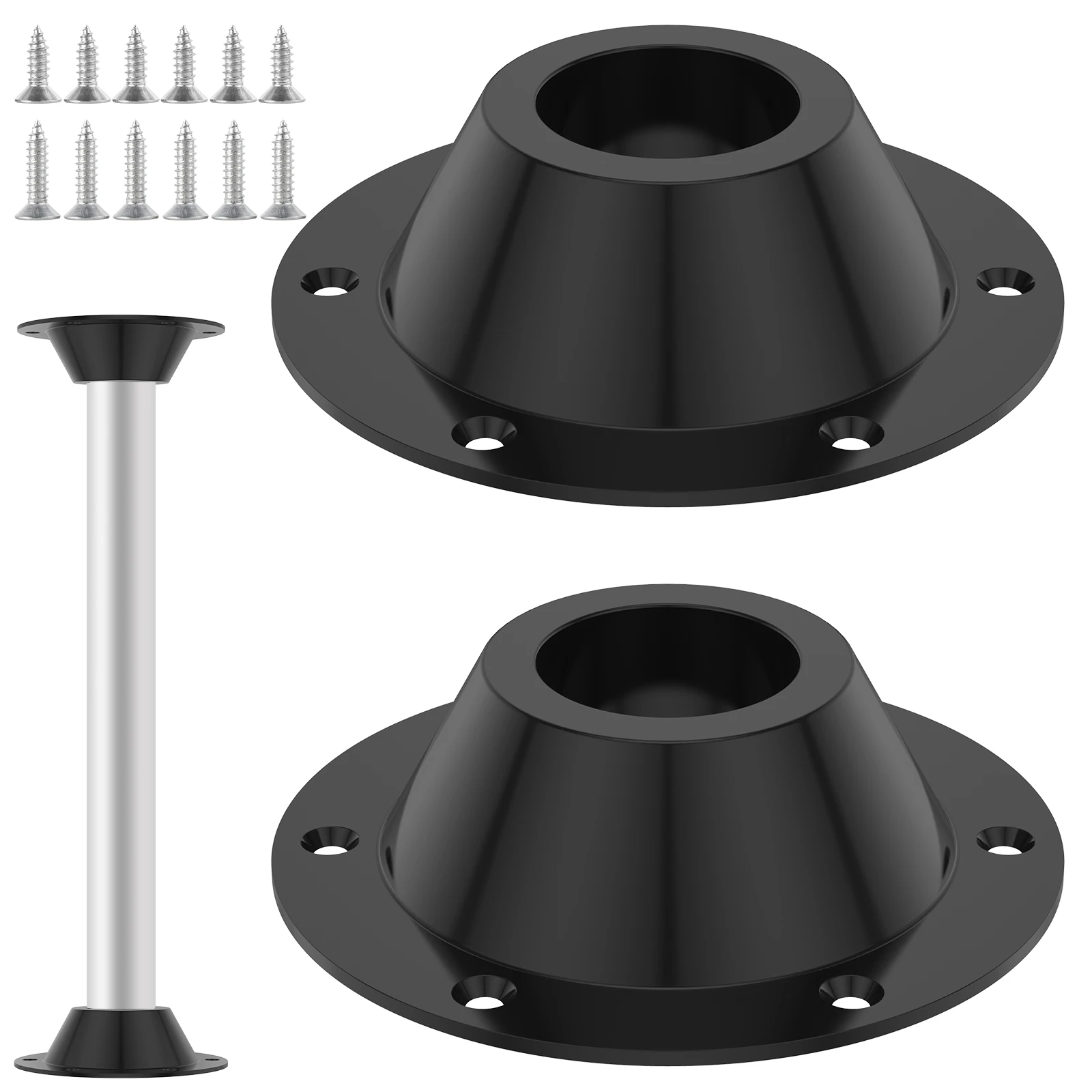 2Pcs RV Table Base Aluminium Alloy RV Pedestal Table Base Flange Anti-rust RV Table Floor Mounting Base with 12 Screws Sturdy RV