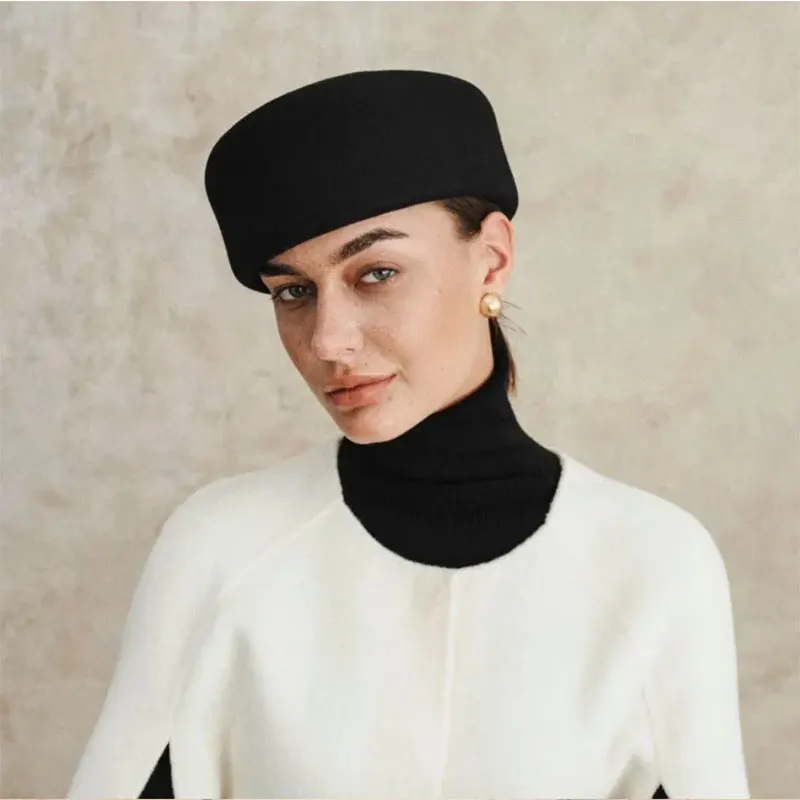 Neue Herbst Winter Doppel lauschen Hepburn Stil Eimer Hut weibliche Wolle Fedora Hut für Frauen elegante Qualität Becken Hut Designer Bonn – Detail 12
