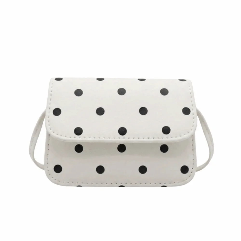 Sweet Polka Dot Crossbody Bag Polyester Lining PU Single-Shoulder Bag Oil-Tanned Edges Lightweight Print Bag Dressy Occasions