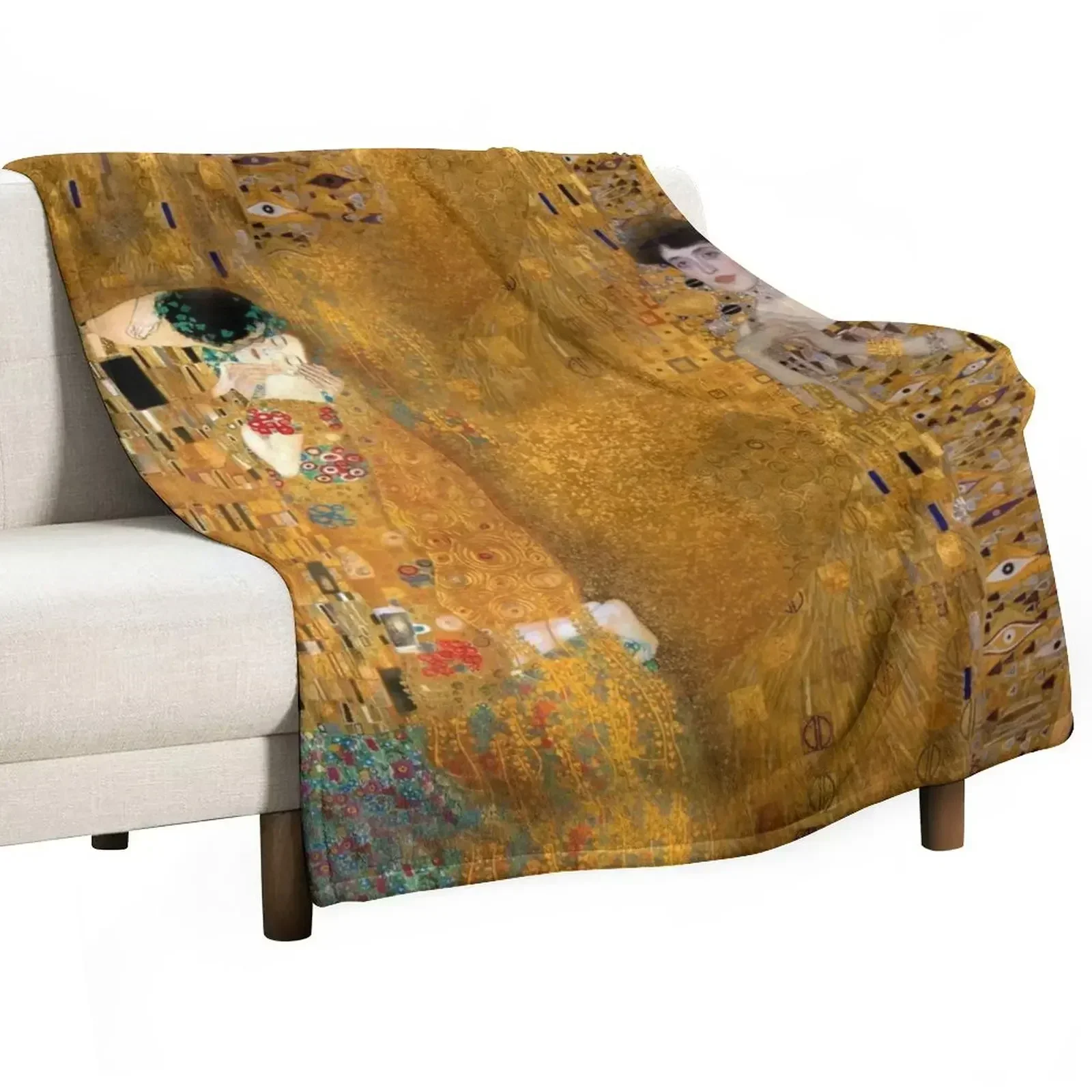 Klimt -Woman in Gold - The Kiss Throw Blanket Fashion Sofas Blankets Sofas Of Decoration Luxury St Soft Big Blankets