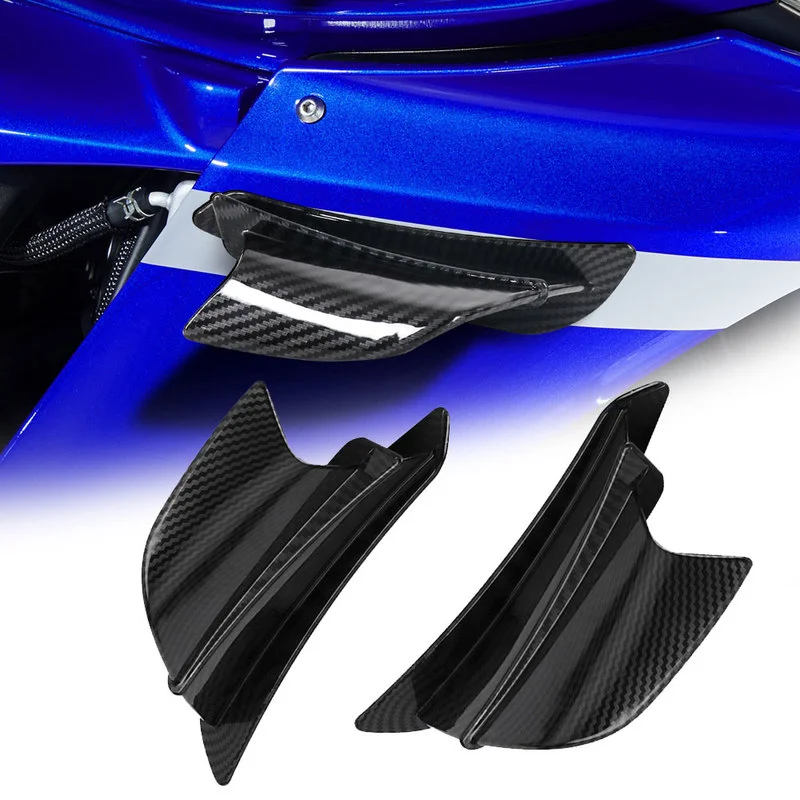 

2pcs Motorcycle Winglet Aerodynamic Spoiler Wings Accessories Carbon Fiber Style for Yamaha Suzuki Kawasaki Honda H2/H2R Scooter