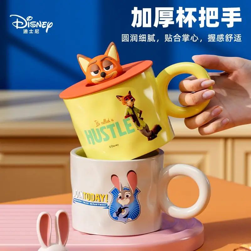 Disney Judy Hopps Nick Wide Cartoon Cute Ceramic Couple Handy Home Breakfast Coffee Cup Office Large Capacity Mug Birthday Gift