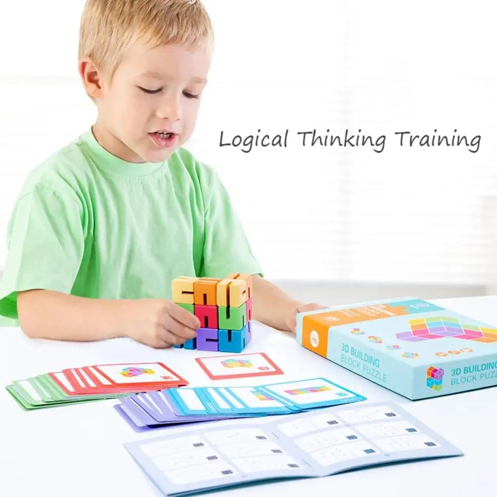 Brain Training 3D Block Wooden Toy Parent-Child Interaction Rainbow Jigsaw Puzzle Colorful Montessori Logical Thinking Game