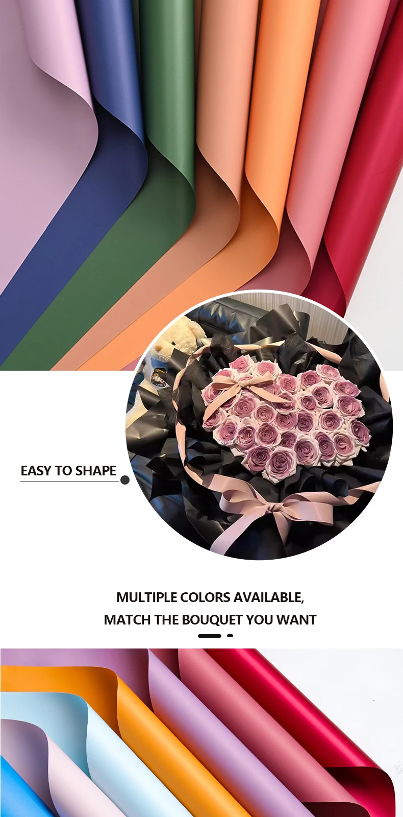 20PCS Blumenverpackung Verpackungspapier Blumenstrauß aus einfarbigem Ouya-Papier Koreanischer Stil Blumenpaket DIY Floristenmaterialien – Detail 4
