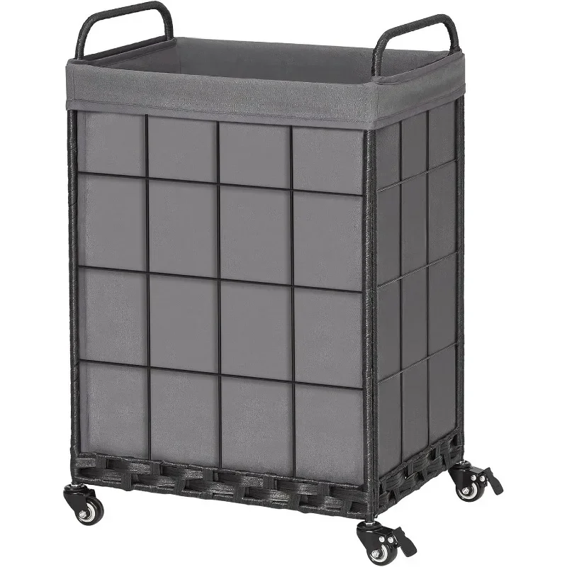 

Laundry Hamper with Heavy Duty Rolling Lockable Wheels; Durable Laundry Basket with Detachable Liner Bag