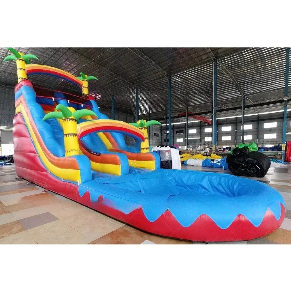 Large  Adult Size Inflatable Backyard  Slides and Pool Commercial Inflatable Water Slide China with Pool for Sale