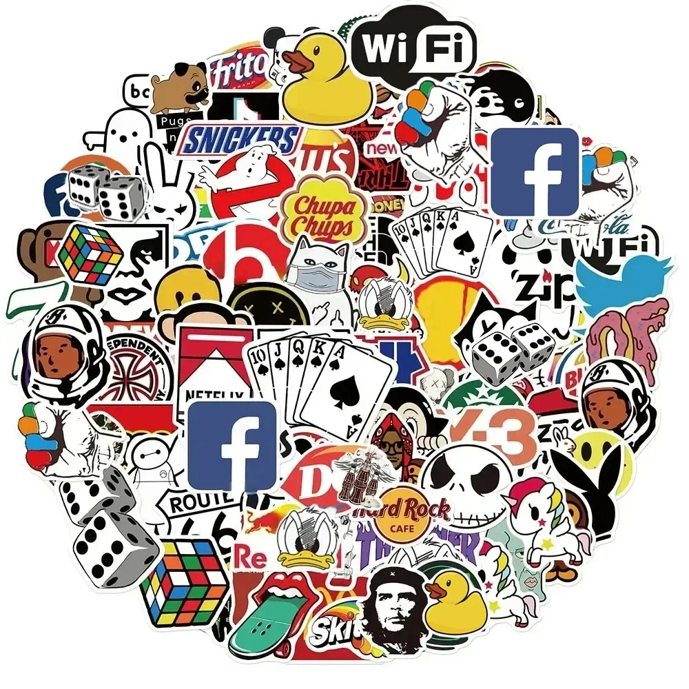 53/106Pcs Cool Fashion Brand Logo Stickers DIY Skateboard Laptop Luggage Bike