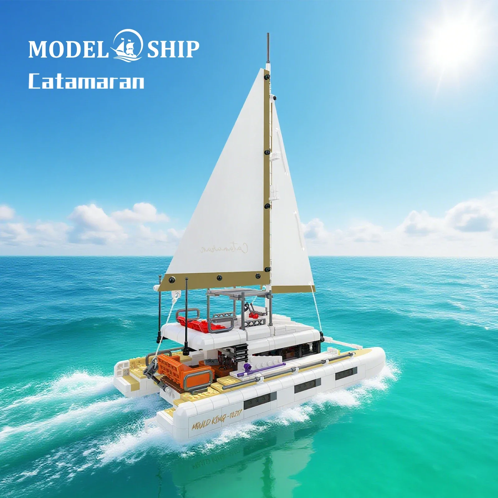 

Mould King 890pcs Catamaran Ship Model Building Blocks Mini Bricks DIY Creative Kids Gift Toys Boat Mini Models