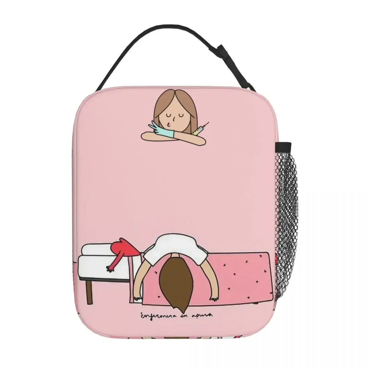 Enfermera En Apuros Pattern Nurse Lunch Bag Portable Doctor Nurse Medical Food Bags Cooler scatole per il pranzo isolate termicamente