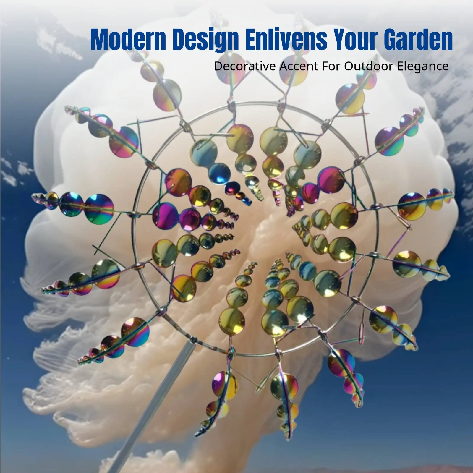 Metal Wind Spinner for Outdoor, Garden Lawn Decor, Geometric Yard Ornament, Sturdy Iron, Colorful Design