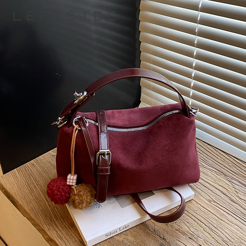 

LEFTSIDE 2025 Women Small PU Leather Bucket Bag Soft Crossbody Purse Females New Trend Shoulder Short Handle Handbags and Purses