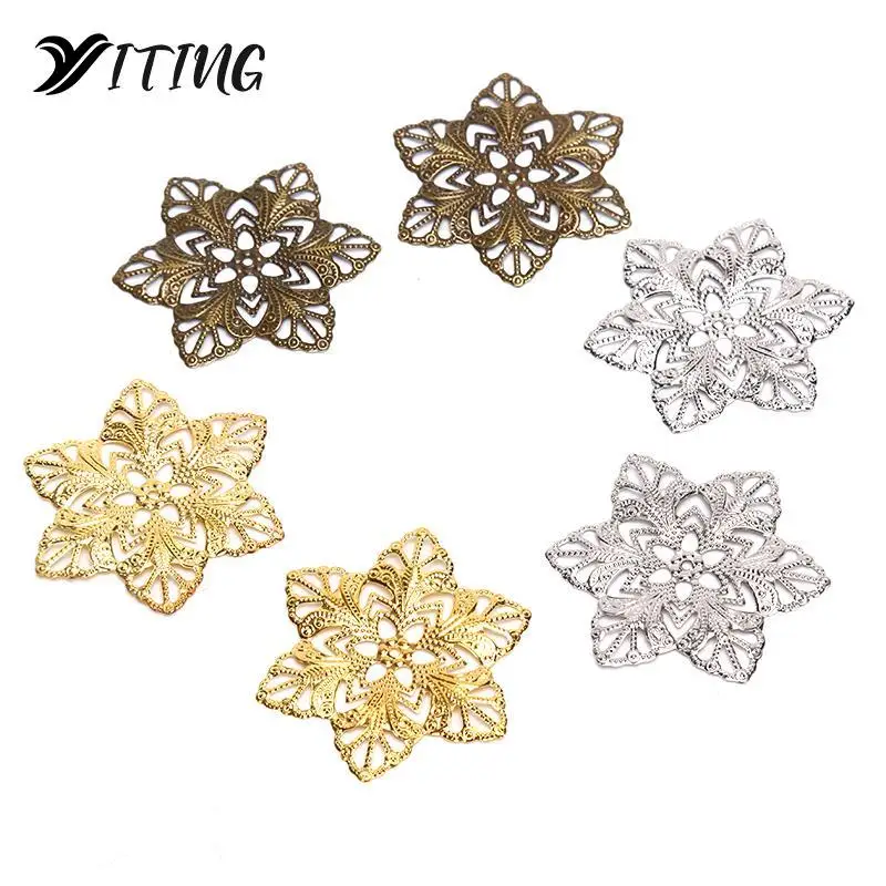 

30/20/10 DIY Jewelry Earrings Stud Pin Filigree Flower Wraps Connectors DIY Metal Crafts Decoration Jewelry Making Accessories