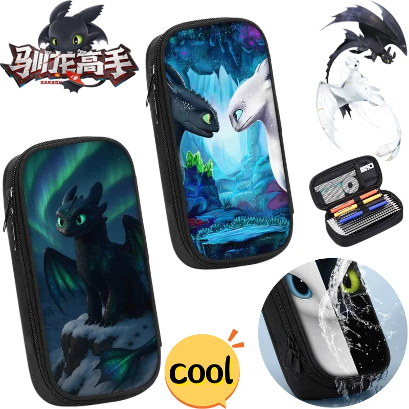 How to Train Your Dragon Toothless & Light Fury Pencil Case – High-Style Cartoon Print Large Capacity, Portable Stationery Box