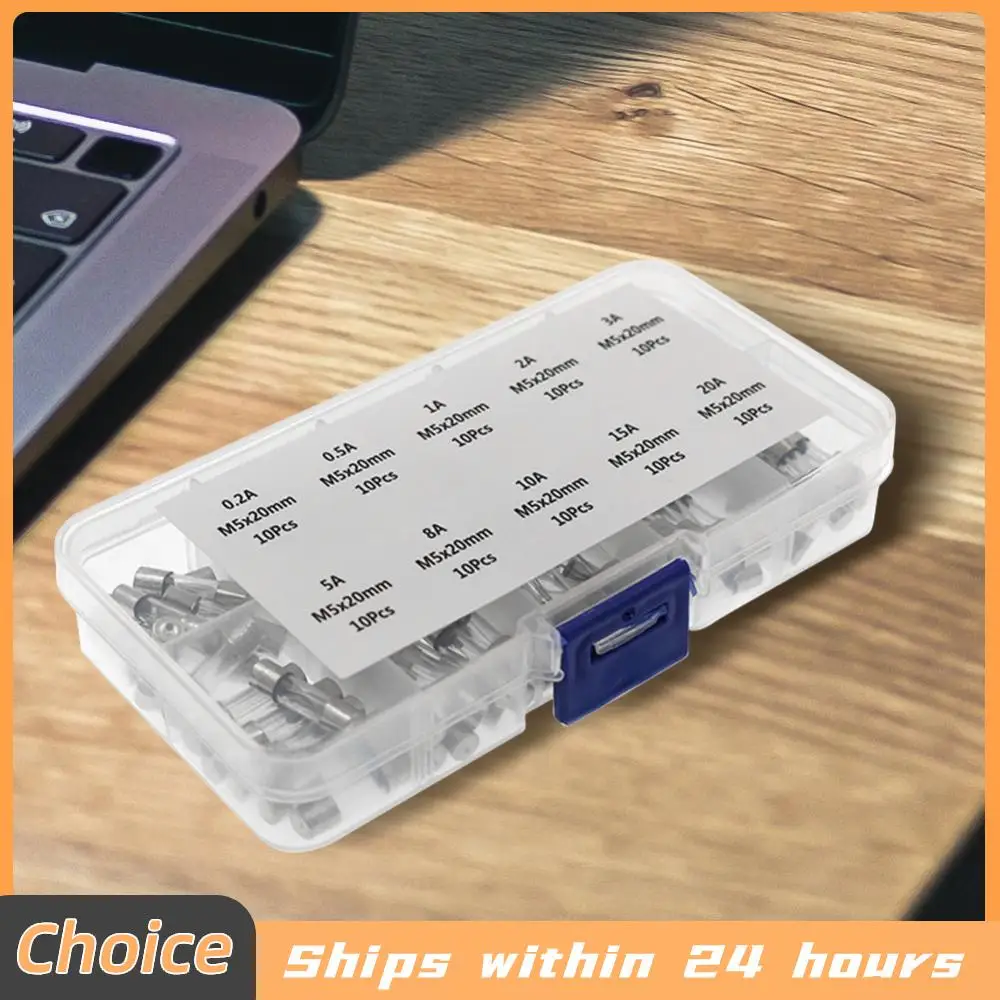 100Pcs Fast-blow Glass Tube Fuse 5 * 20MM Fast Acting Glass Fuse 250V Glass Fuse Assortment Pack Packag in A Clear Plastic Box