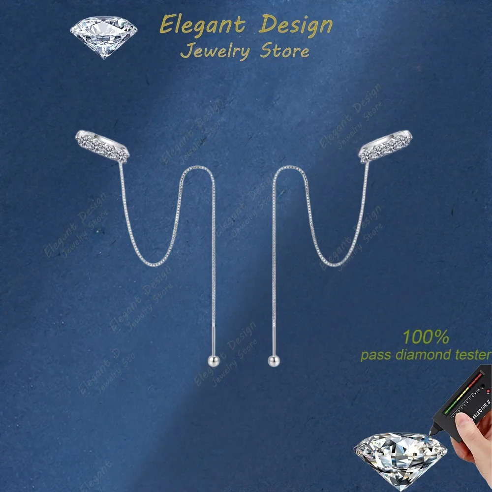 0.8CT Moissanite Diamond Drop Earrings Gift Girl Platinum Pt950 Tassel Ear Line Valentine's Day Wedding Wife Fine Jewelry