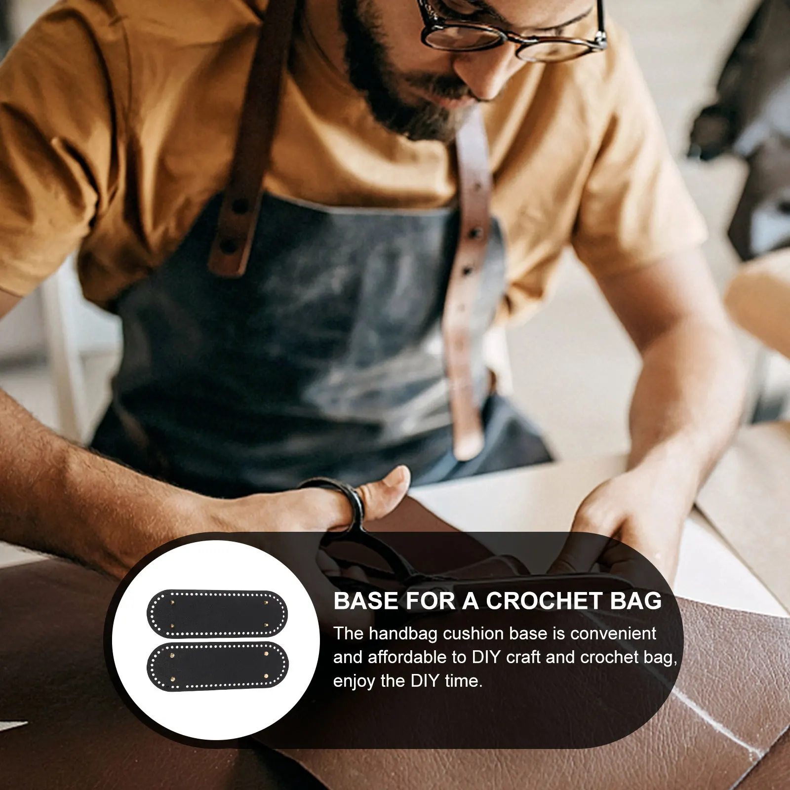 

2Pcs Black 30x10cm Woven Bag Bottom Handmade Crochet Handbag Base DIY Craft Shaping PU Bottom Shoulder Crossbody Bucket