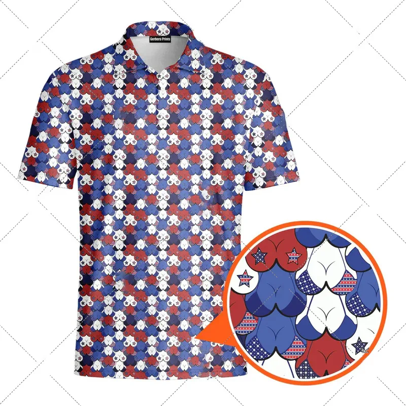 Mens Fun Pop Style Pattern Polo Shirt - Retro Style Full Version Pink Ribbon Printed Collar Short Sleeve Top,Business Casual Top