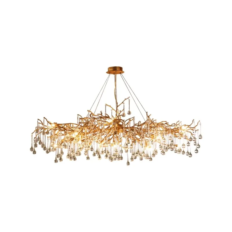 

Люксовая люстра из цельной меди с кристаллами, для столовой, роскошная креативная люстра для гостиной виллы, высококачественные светильники