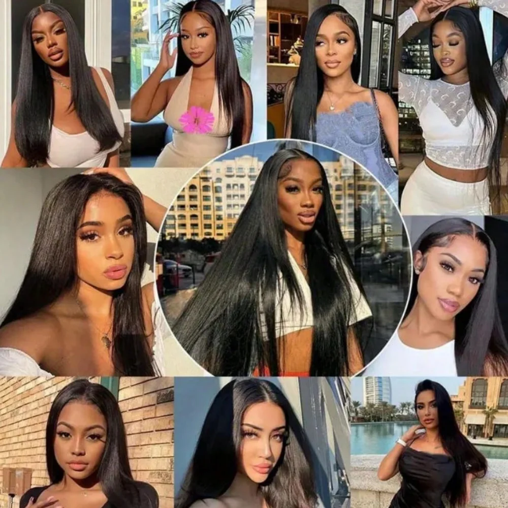 250% Brazilian Straight Human Hair Wigs 13x4 13x6 HD Transparent Lace Front Wigs Pre Plucked Baby Hair Natural Hairline Wigs For Black Women image 6