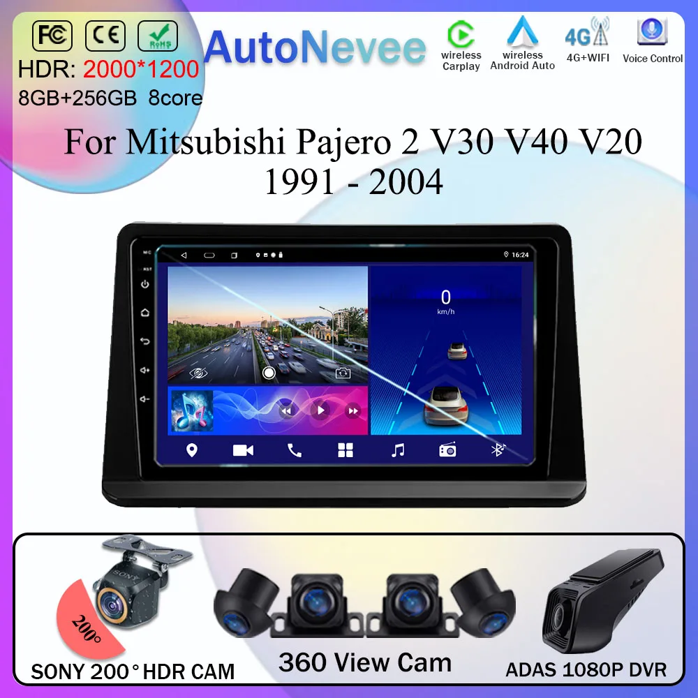 

Android 13 для Mitsubishi Pajero 2 V30 V40 V20 1991-2004 Автомобильный радиоприемник с GPS-навигацией Мультимедийный плеер Android Carplay без 2din