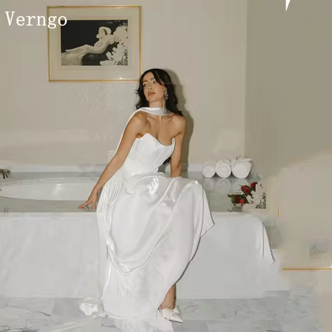 Verngo lvory Silk Evening Dress Strapless A Line Prom Party Dresses Elegant Formal Occasion Dresses Customized