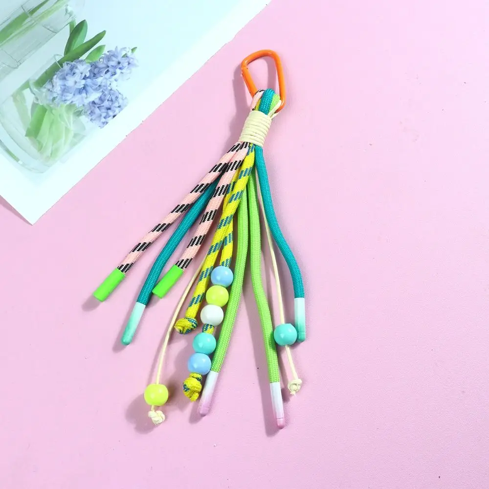 Keychain Colorful Key Chain with Beads Bags Charms Braid Car Keychain on the Phone Small Fresh Key Holder Premium Accessories