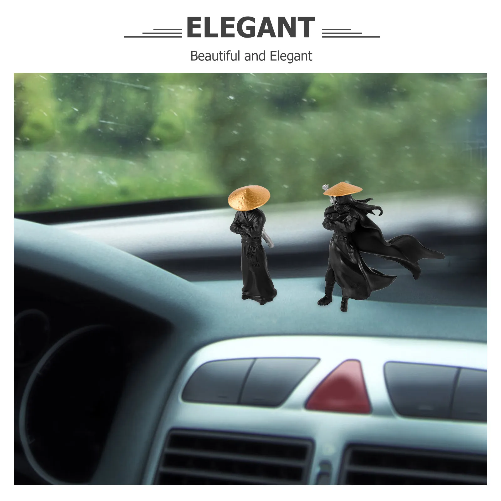 

2Pcs Car Decoration Interior Dashboard Decor Arts Ornament Modern Elegant Style Scratch Resistant Easy Maintenance Car Dashboard