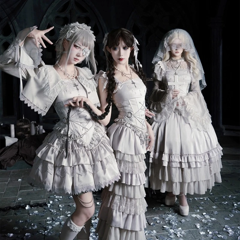 فستان الهالوين كوس طويل سبليت جديد للمرأة الفرنسية الأنيقة على طراز المحكمة الصناعة الثقيلة لوليتا فستان هيكل السمكة مشد تنورة قميص مجموعة