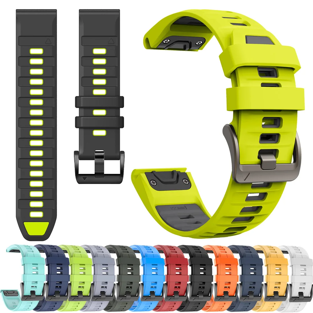 QuickFit 22mm 26mm water proof Sports Silicone Strap For Garmin Fenix 8 47mm 51mm/Instinct E 45mm/7X 6X Pro 5X Plus/965 Bracelet