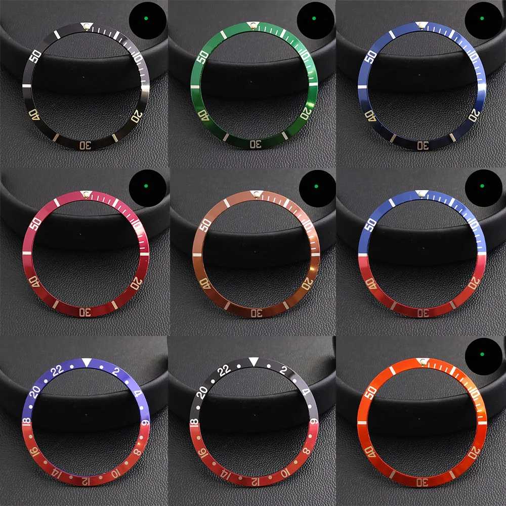 36.5*30.8mm Sloping Aluminium Watch Bezel Insert Replacement of Watch Accessories Watch parts Bezel Ring for GMT/SUB Retro watch