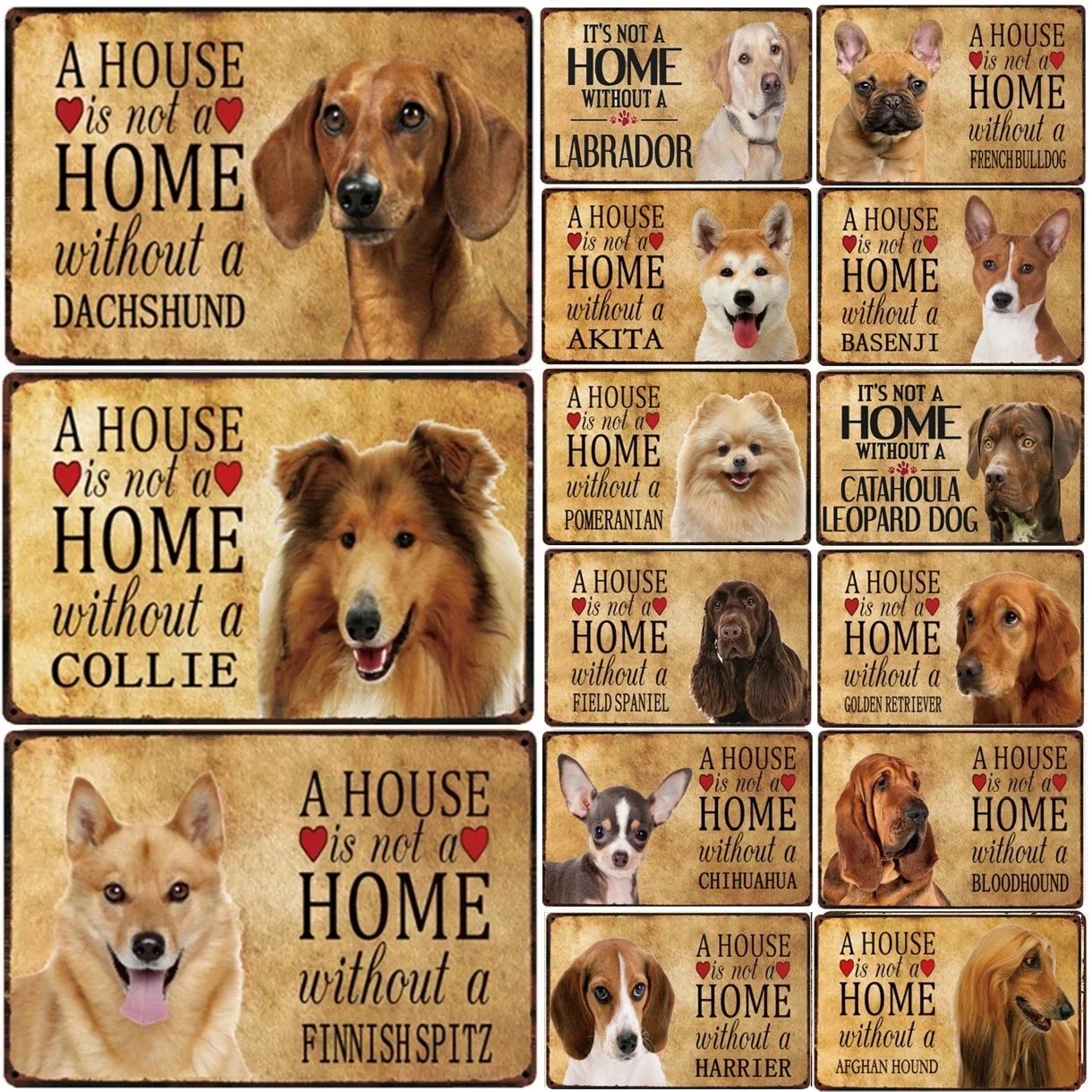 Dogs Home Without The Basenji Metal Sign Tin Poster Home Decor Bar Man Cave Club Cafe Wall Art Painting Vintage Metal Plate