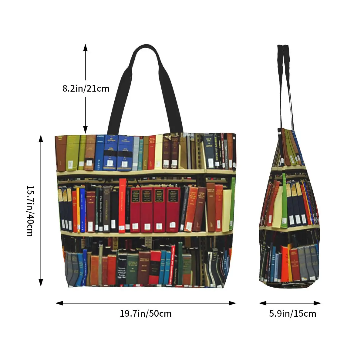 Education Library Book Shopping Tote Bag Canvas Large Capacity Shoulder Bags Shopper Grocery Handbag for Women