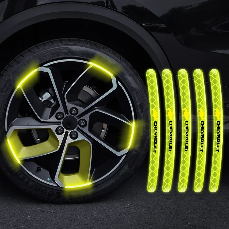 Car Wheel Hub Reflective Sticker Tire Rim Reflective Strips Decoration For Chevrolet Cruze Malibu Sail Spark Captiva AVEO Lova