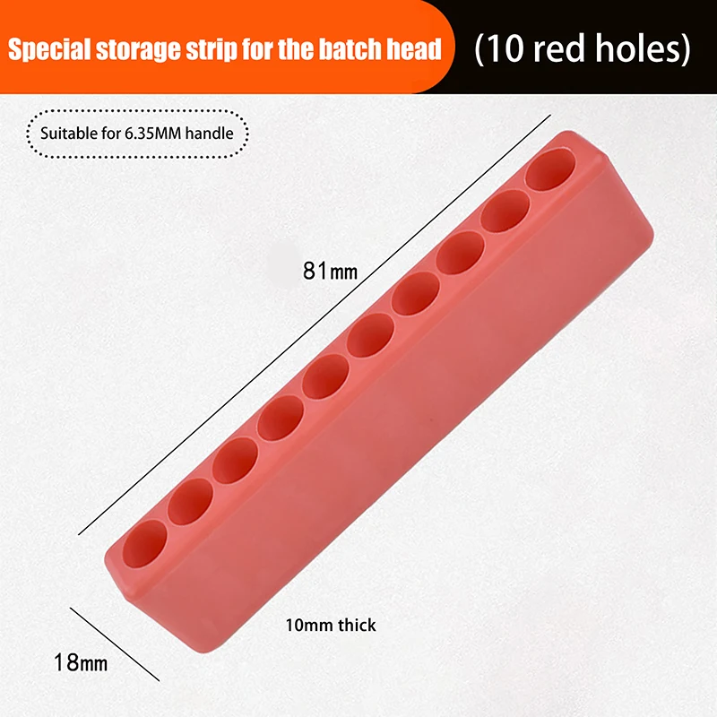 ไขควง Bit Storage Strip 1/4 Hexagonal Shank Bit Air Bit Driver ชุดแถบกาว 6 หลุม 10 หลุม 12 หลุม