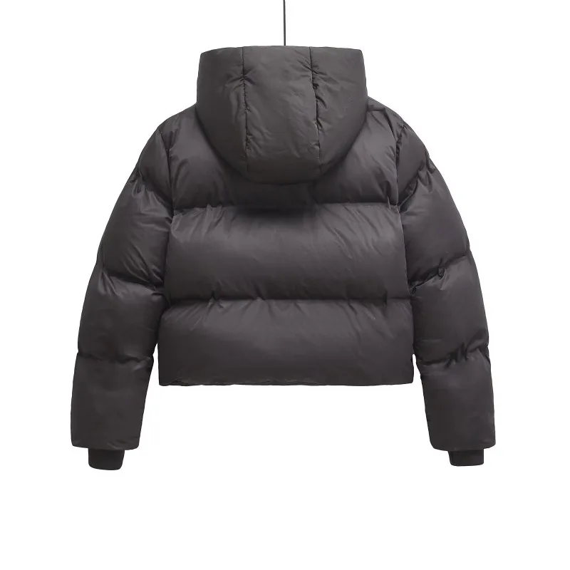 Traf zr neve parka americano retro com capuz parkas preto recortado acolchoado casaco quente mulher casacos de inverno elegante casaco feminino de luxo