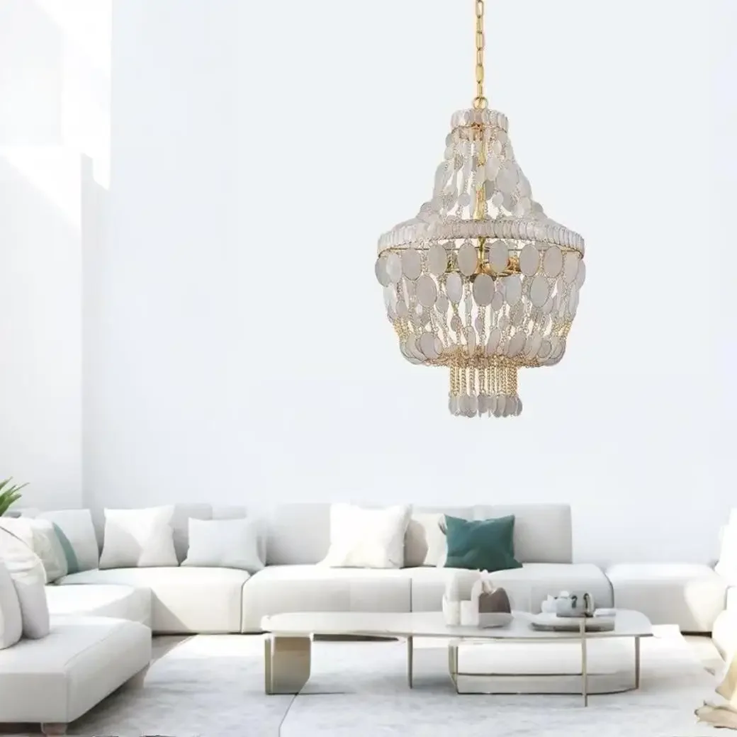 

French Shell Chandelier for Living Room Bedroom Princess Room Kids Room Warm Light