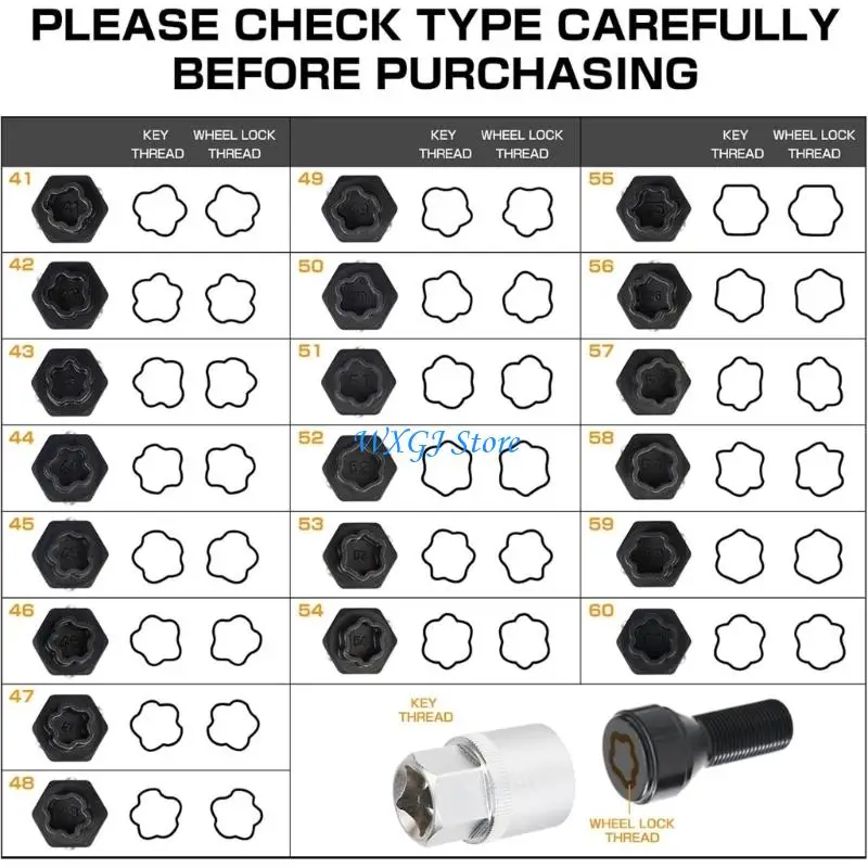 37JE Protective Wheel Lock Lug Nut Socket Nut Removal Socket Wrench for Select Model