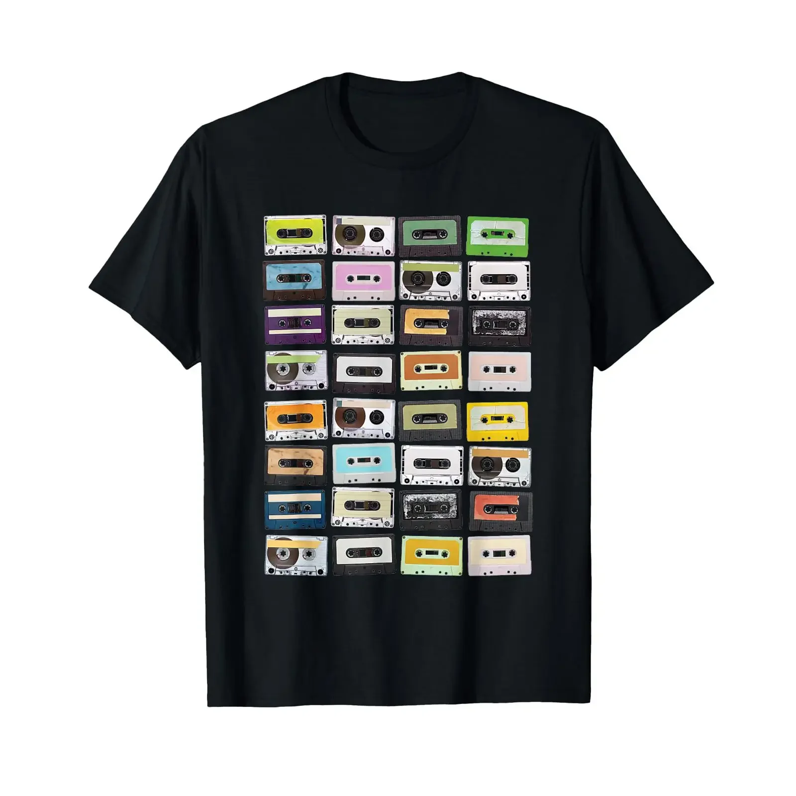 Cassette Tapes Nostalgic Mixtape Music T Shirt vintage Washed Breathable fashion Slightly Unisex Stylish Stretched Casual