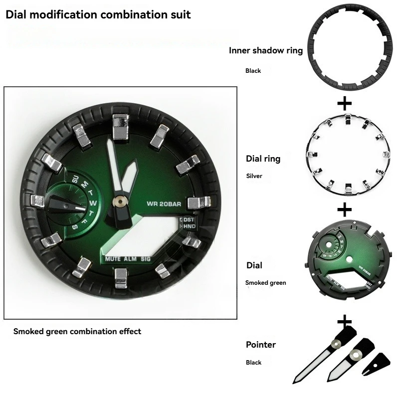 Traje combinado GA2100, Kit MOD, placa de esfera de reloj, escala facial, anillo de capítulo, reloj para Casio G-SHOCK 2110 GA-2100 para Casioak