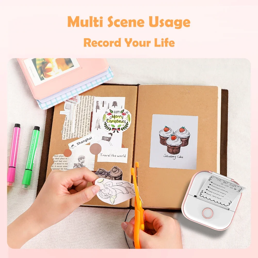 Phomemo T02 Wireless Connection Thermal Portable Printer Self-adhesive Stickers 203dpi Photo Label Memo List Printing Clearly