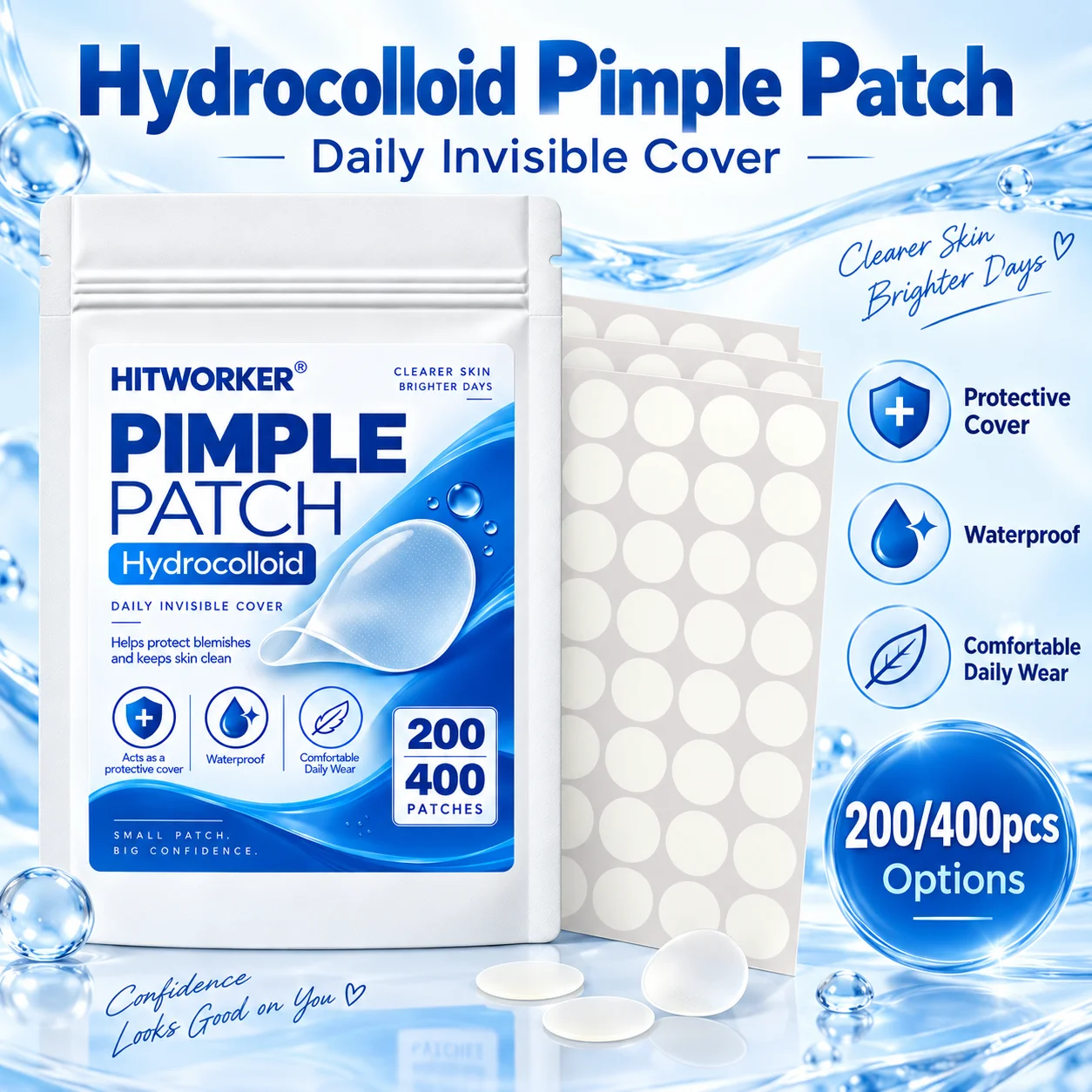 Face Oil - Acne Pimple Patches, 200/400 Count Hydrocolloid