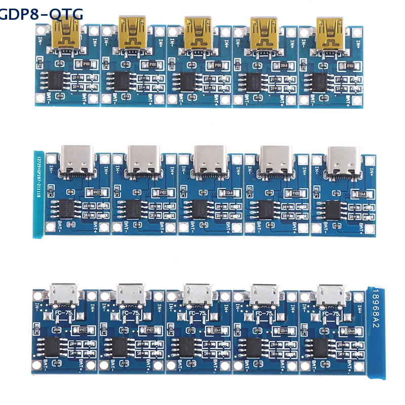 Hot！5pcs 5V 1A TYPE-C Micro USB Lithium Battery Charging Board Charger Module With Protection Dual Functions 18650 TP4056