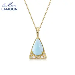 LAMOON-925スターリングシルバーと金メッキの女性用ネックレス、ナチュラルラリマーペンダント、高級ジュエリーアクセサリー、ヴィンテージとラグジュアリー