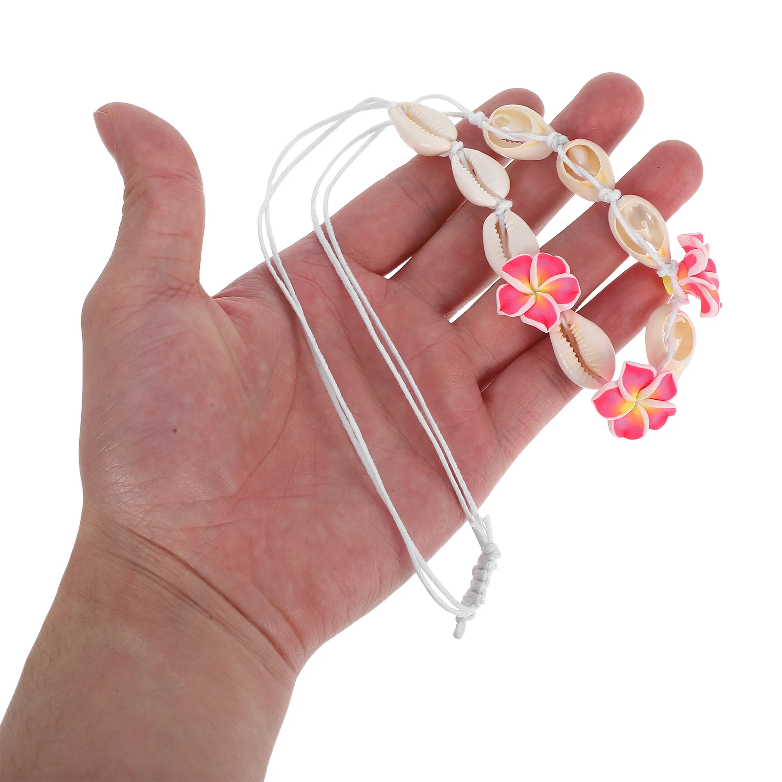 

Plumeria Shell Necklace Beach Layered Colorful Beaded Handmade Jewelry Polymer Clay