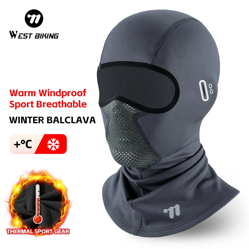 

WEST BIKING Winter Warm Fleece Balaclava Cycling Snowboard Hiking Breathable Full Face Mask Motorcycle Hood Thermal Sport Gear