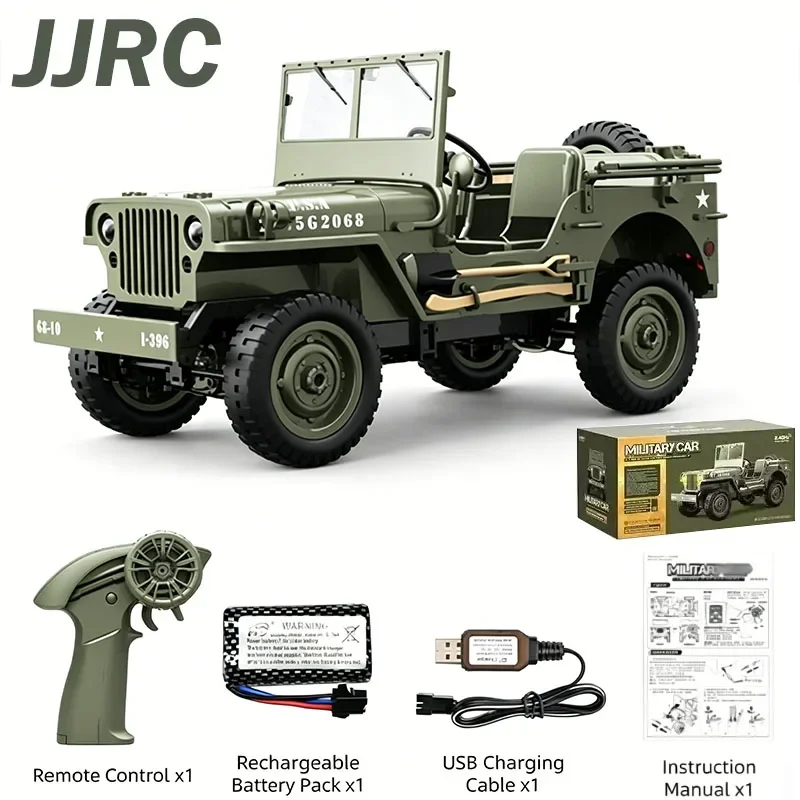 

Радиоуправляемая машина JJRC 1:10 C8815 WILLYS JEEP 1941 4WD RTR, внедорожник-краулер, масштабная модель военного грузовика, игрушка для детей и взрослых