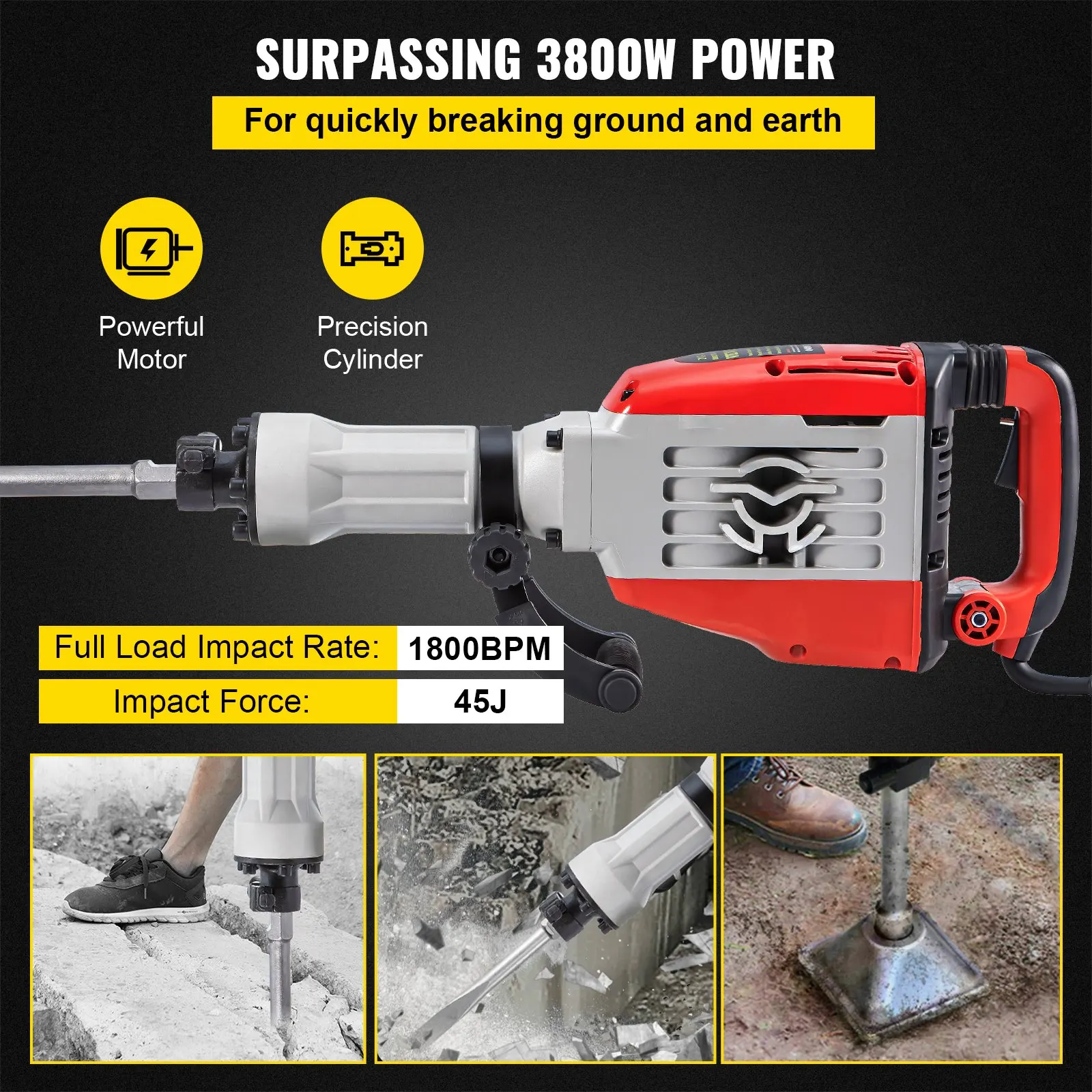 3800W Demolition Jack Hammer, 1-1/8\